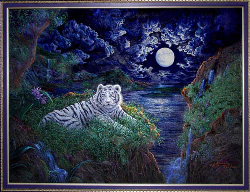 White Tiger in moonlight